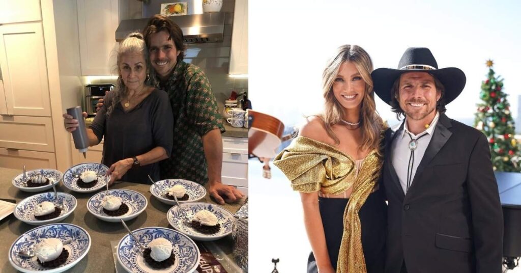 Lukas Nelson with his mother and wife