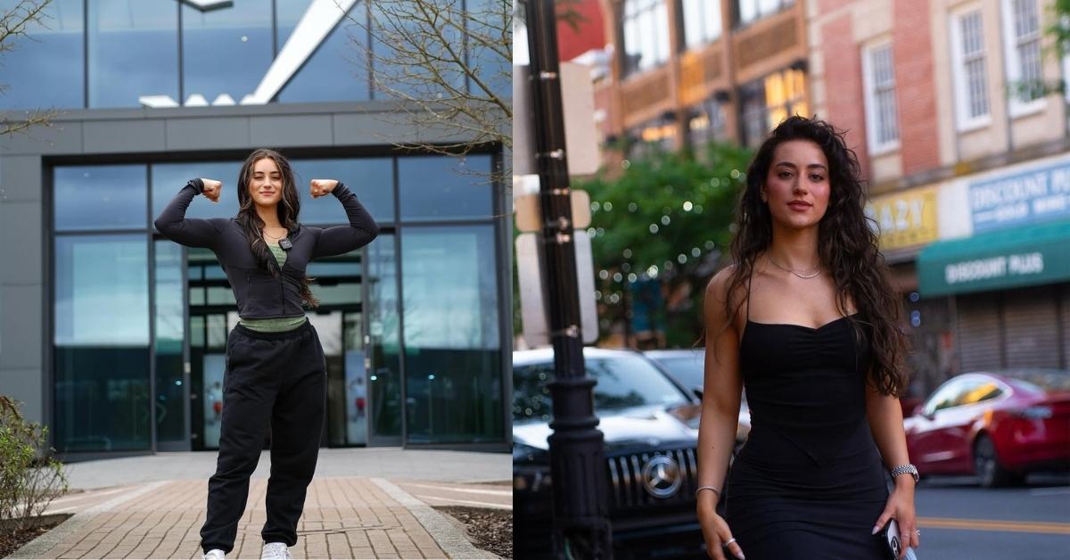 a person in a black dress walking down the street